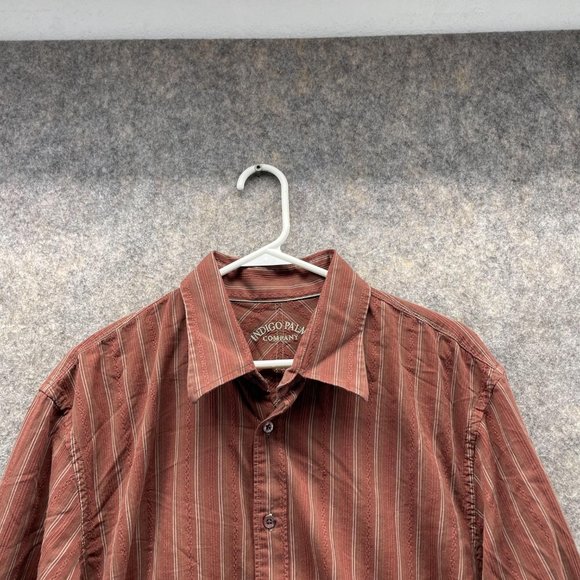 Indigo Palms Shirt Men Extra Large Adult Brown Casual Button Down Outdoors - Picture 2 of 13